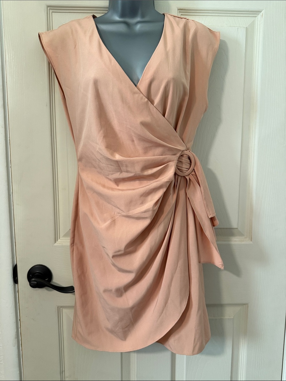 Forever 21 Blush Peach Sleeveless Wrap Dress with Ring Detail
